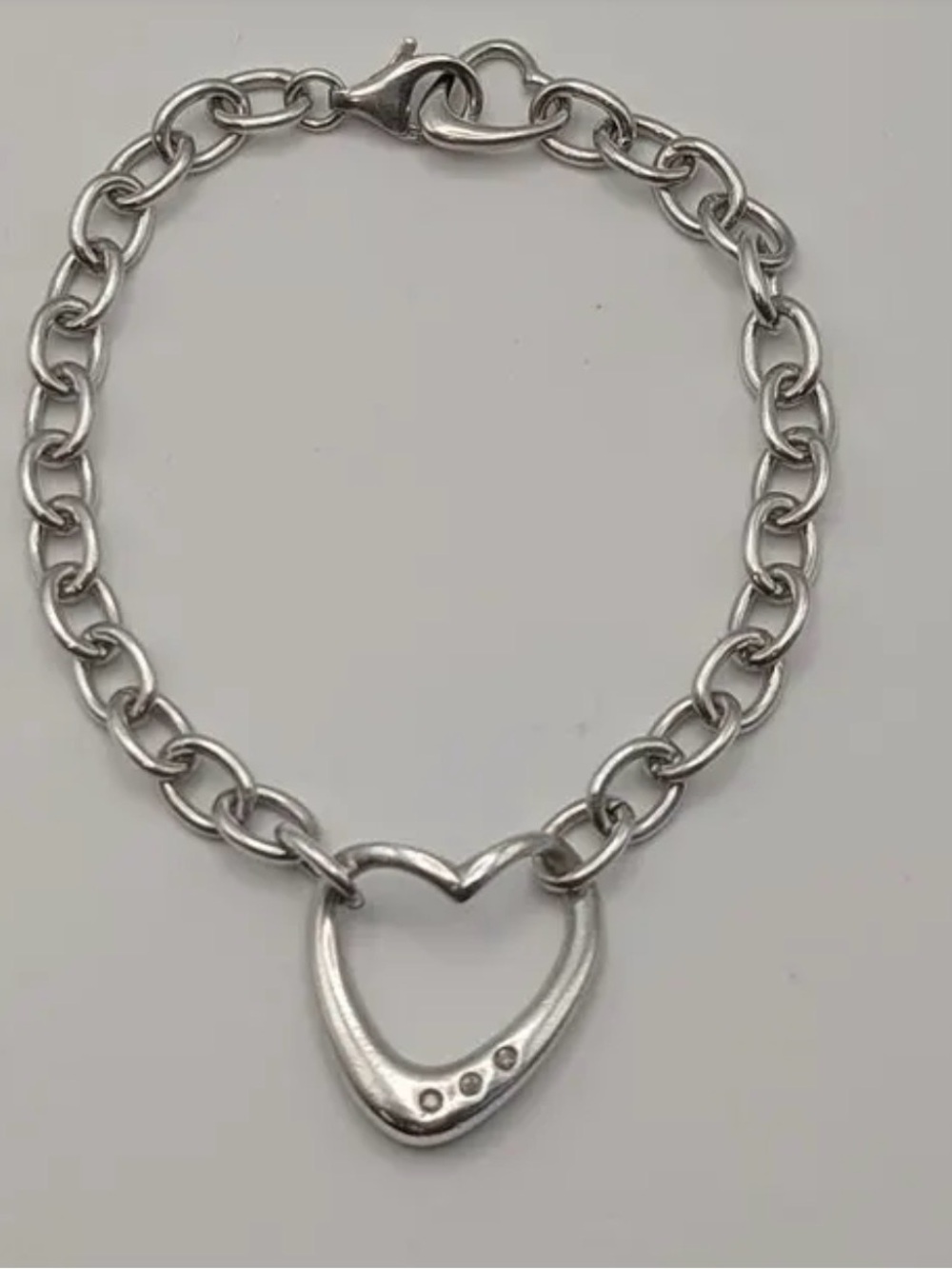 Hot Diamonds Vintage Sterling Silver & Diamond Open Heart Toggle Chain Bracelet